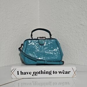 Patricia Nash Gracchi Frame Tooled Mirage Leather X-Body Satchel Hand Bag